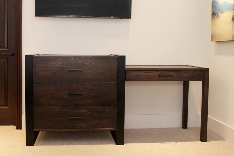 Modern Dark Wood Desk and Dresser Combo