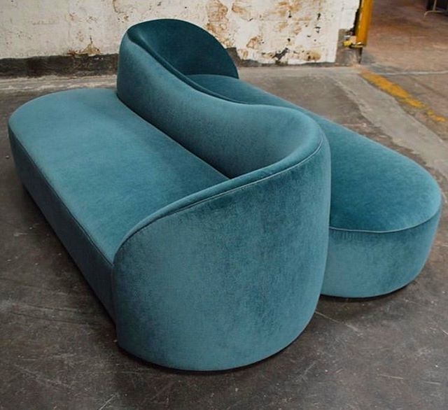 Modern Double-Sided Curved Velvet Sofa Design