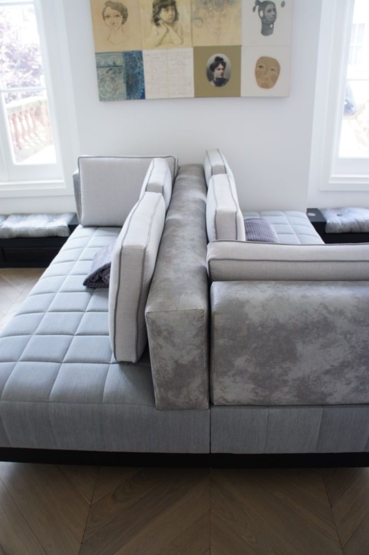 Modern Double-Sided Grey Sofa for Family Rooms