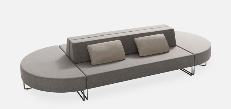 Modern Double Sided Grey Sofa with Cushions