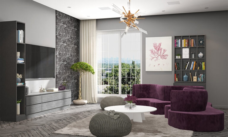 Modern Double-Sided Purple Sofa Living Room