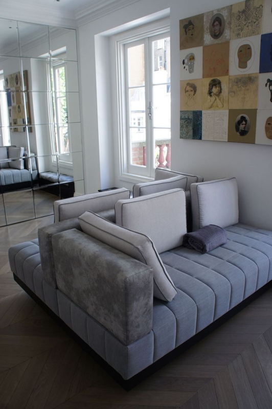 Modern Double-Sided Sofa in Contemporary Living Room