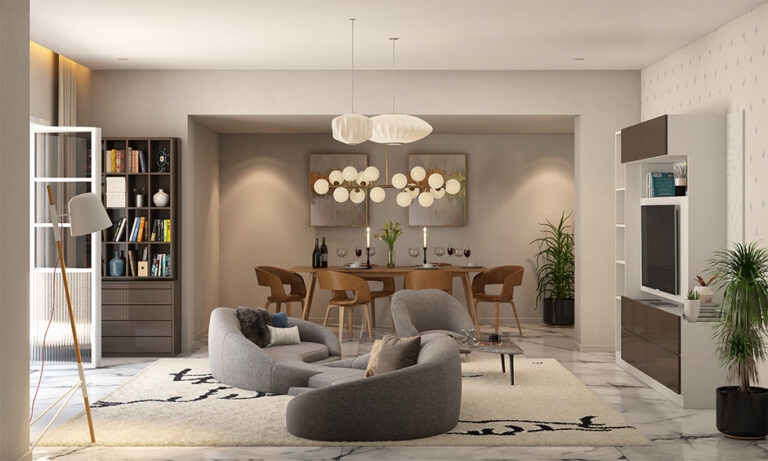 Modern Double-Sided Sofa Living Room Design