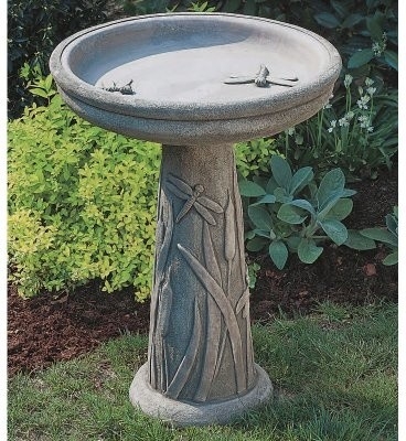 Modern Dragonfly Concrete Bird Bath for Garden