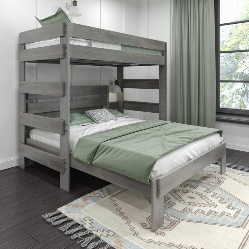 Modern Farmhouse Gray Wood L-Shape Bunk Bed