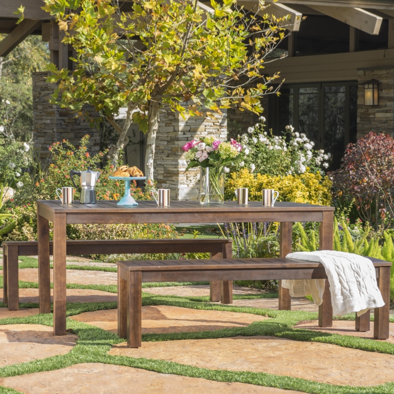 Modern Farmhouse Outdoor Dining Set with Benches