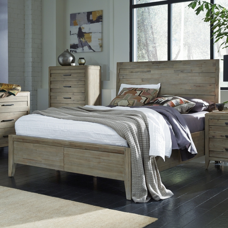 Modern Farmhouse Wooden Panel Bed Bedroom Design