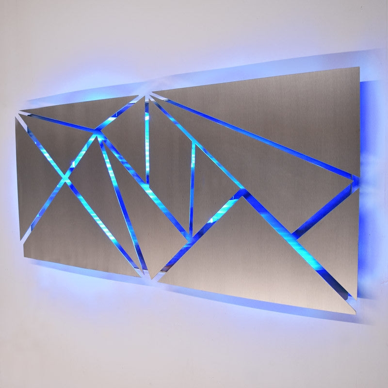 Modern Fracture LED Lighted Metal Wall Art