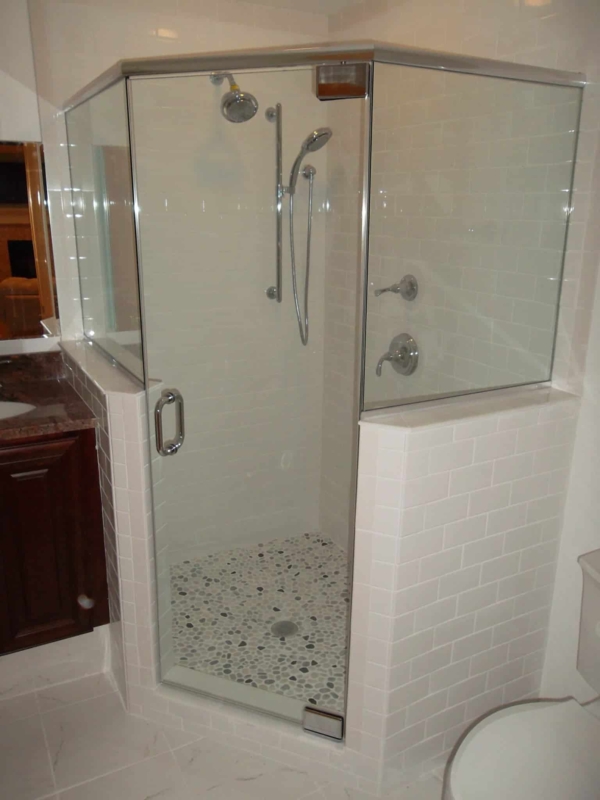 Modern Frameless Glass Shower with Half Wall