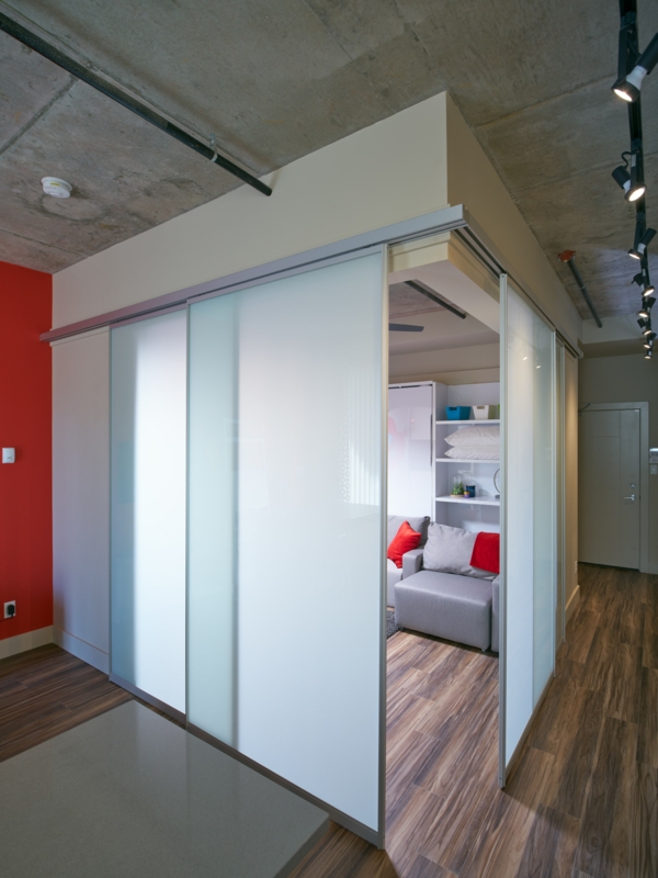 Modern Frosted Glass Sliding Room Dividers for Space Efficiency