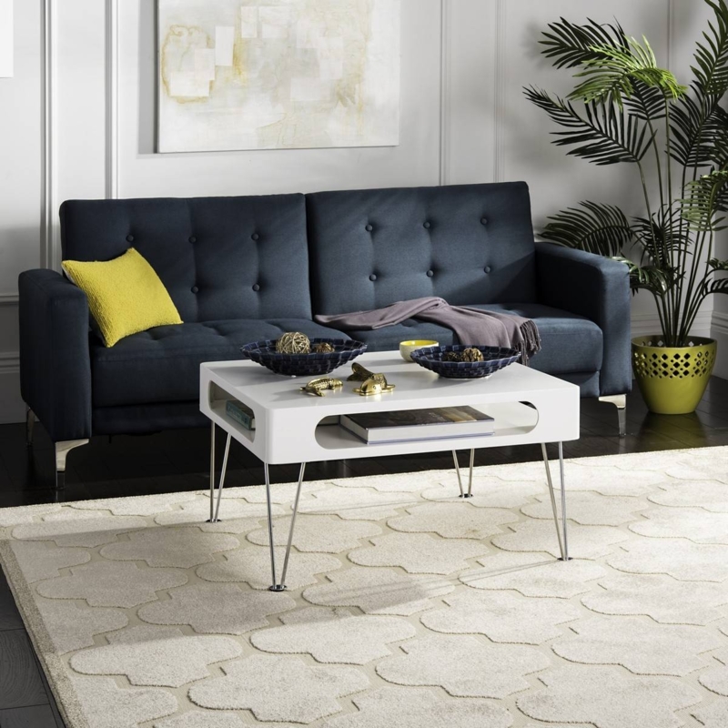 Modern Funky Coffee Table with Navy Sofa