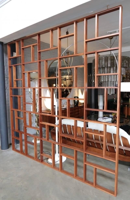 Modern Geometric Wooden Room Divider Design