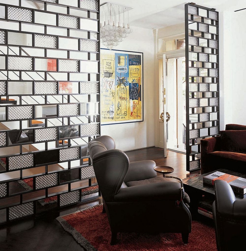 Modern Glass and Metal Living Room Partition