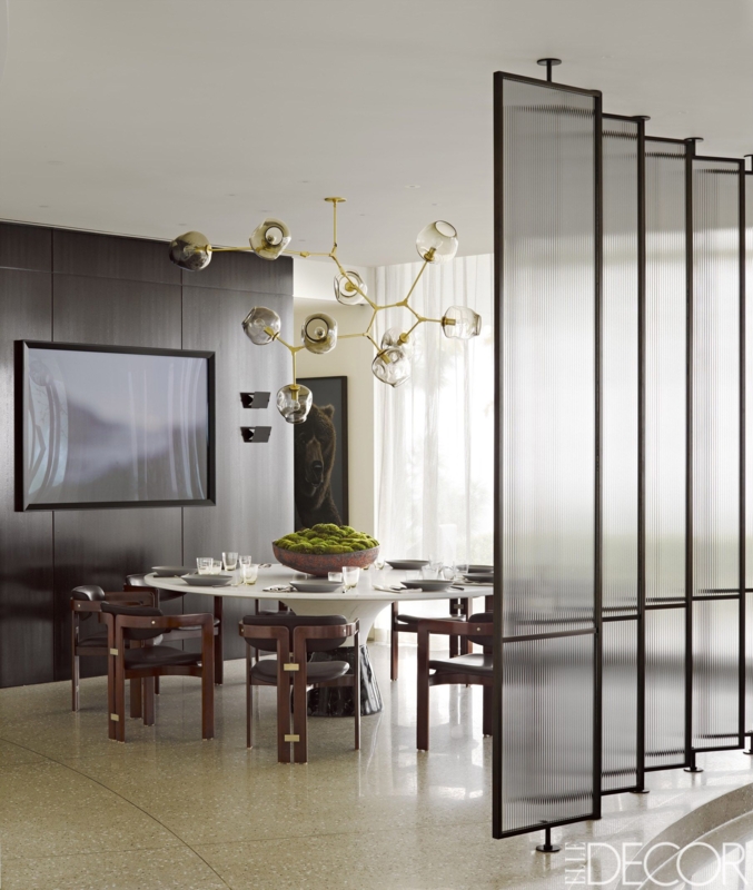 Modern Glass Panel Room Divider for Dining Space