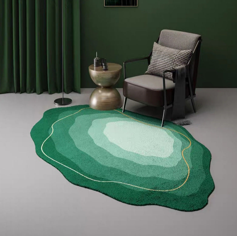 Modern Green Gradient Irregular Shape Rug