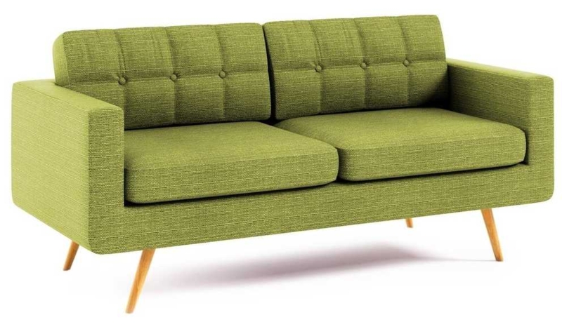 Modern Green Retro Sofa with Wooden Legs