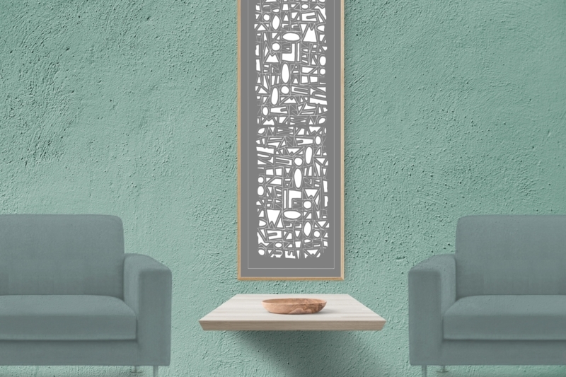 Modern Grey and White Vertical Wall Art Design