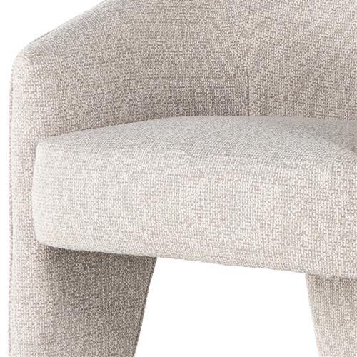 Modern Grey Upholstered Boucle Barrel Dining Chair