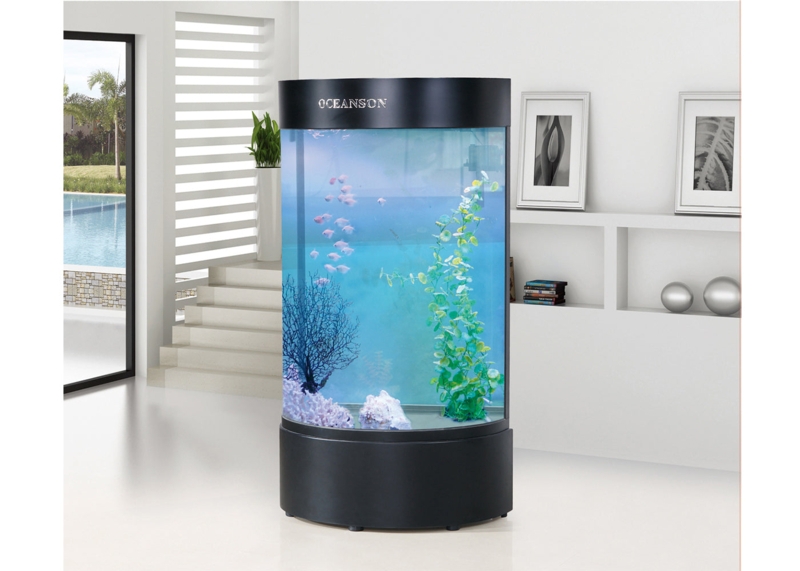 Modern Half Round Aquarium with Sleek Black Base