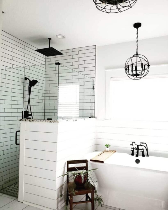 Modern Half Wall Glass Shower Enclosure Design