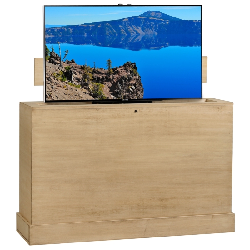 Modern Hidden TV Unit with Natural Wood Finish