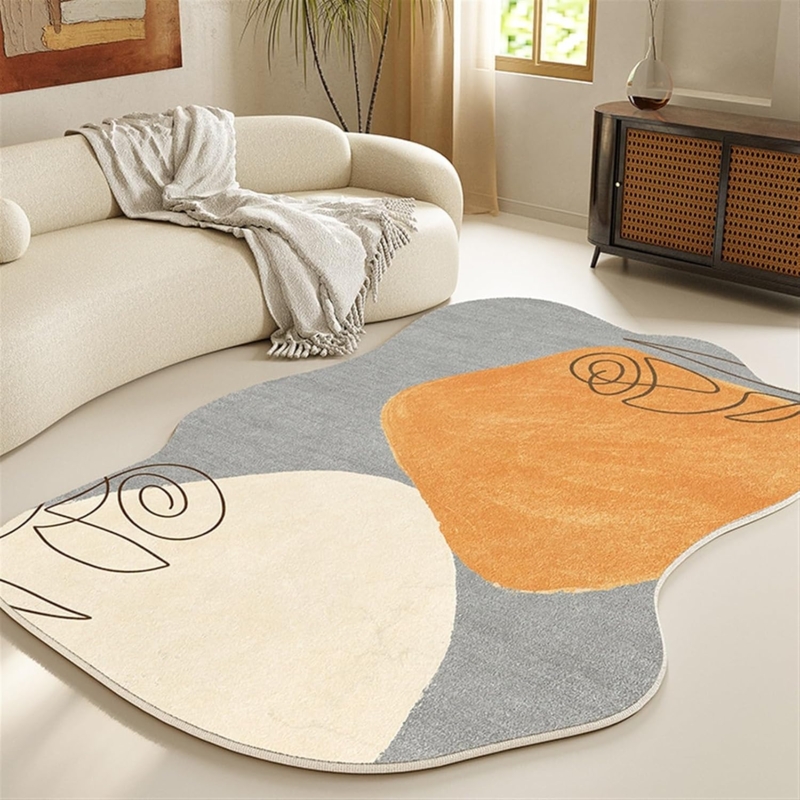 Modern Irregular Abstract Wool Rug for Living Room