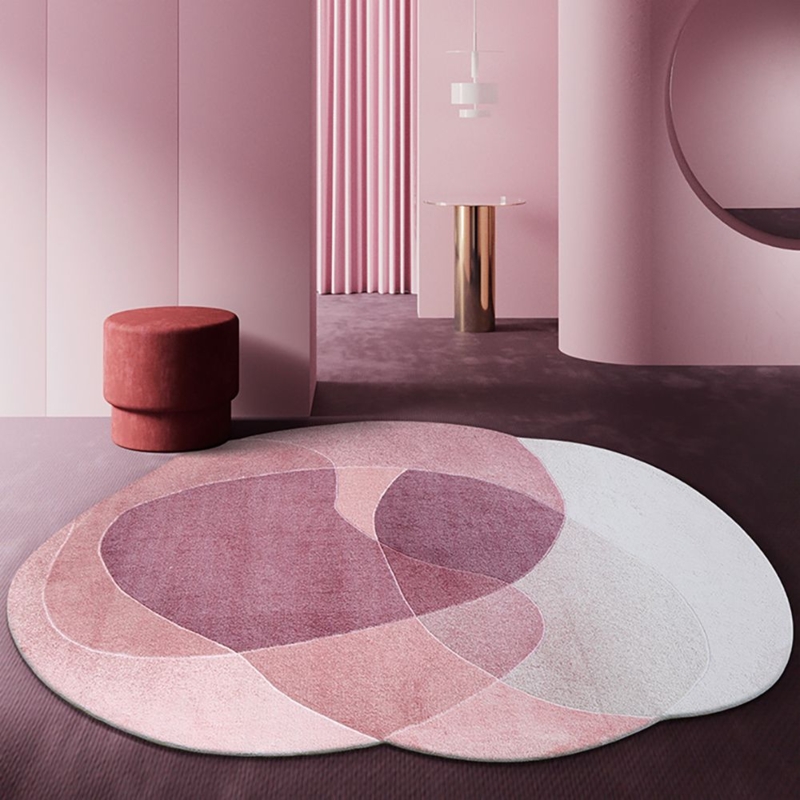 Modern Irregular Pink Rug for Stylish Living Rooms
