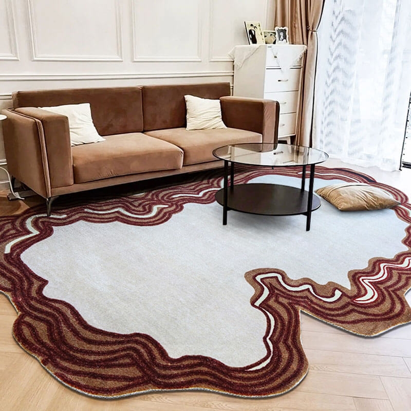 Modern Irregular Shaped Area Rug with Earth Tones