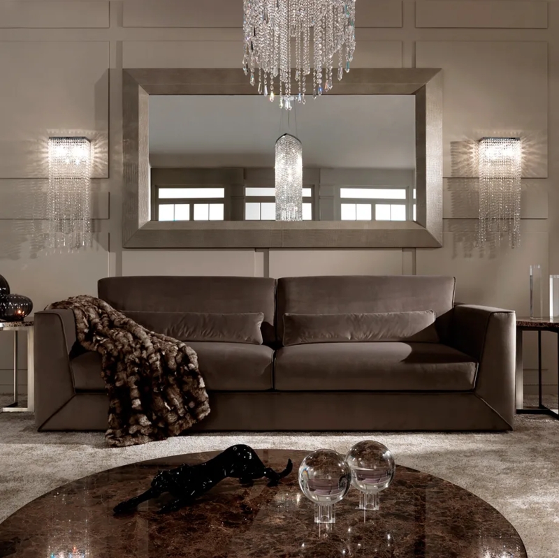 Modern Italian Chocolate Brown Velvet Sofa
