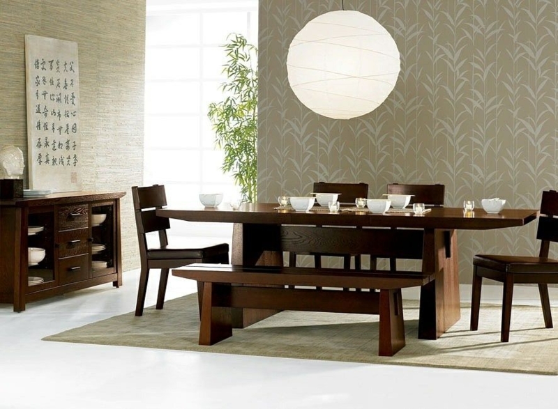 Modern Japanese Nakashima Style Dining Table Set