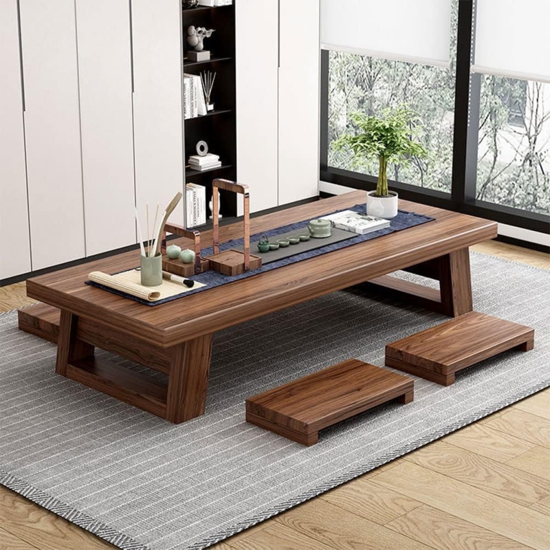Modern Japanese Wooden Tatami Low Dining Table