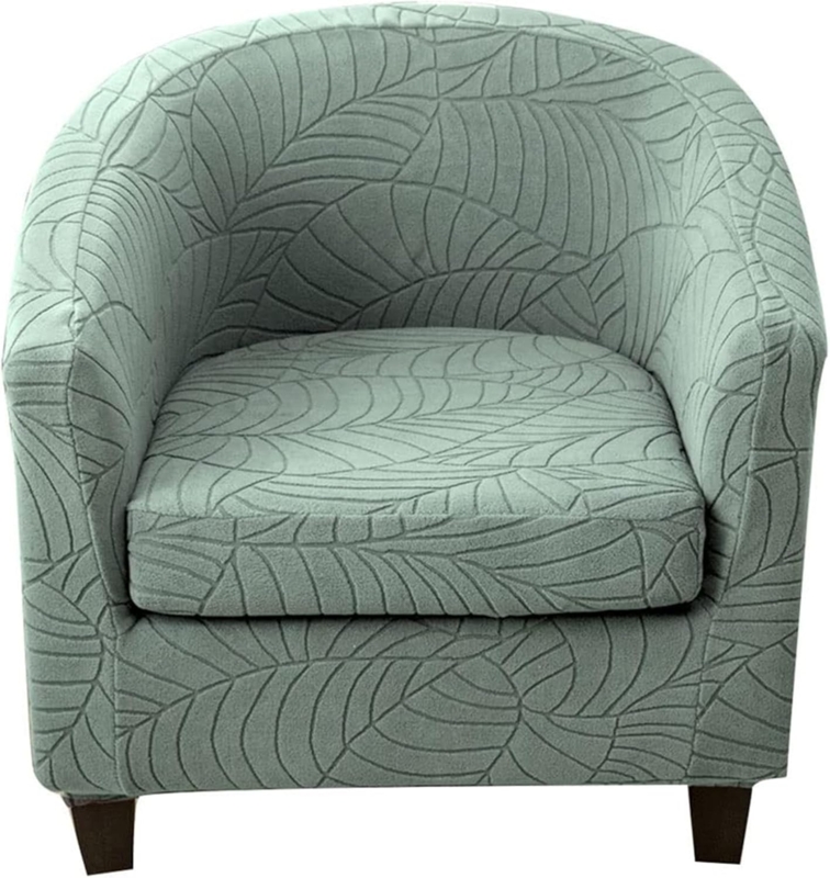 Modern Leaf Pattern Stretch Barrel Chair Cover