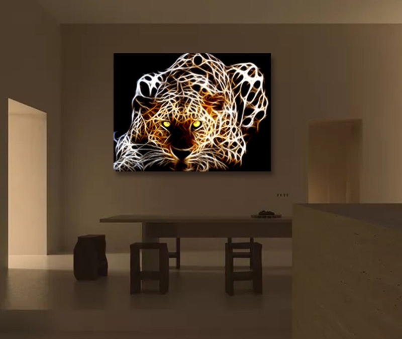 Modern LED Illuminated Leopard Canvas Wall Art