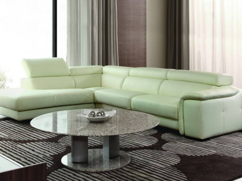 Modern Light Green Leather Sectional Sofa Design
