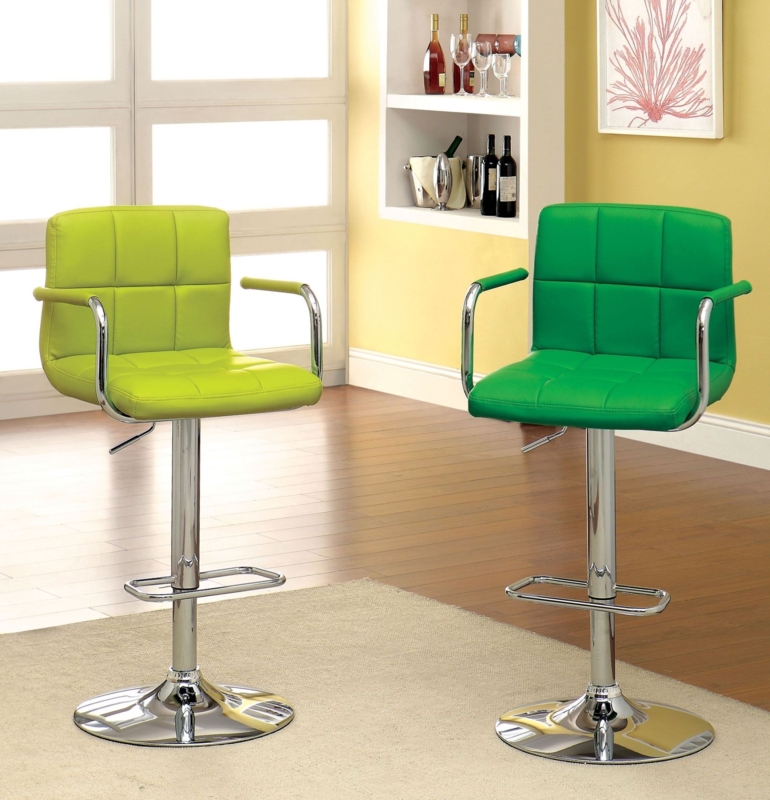 Modern Lime Green Adjustable Bar Stools