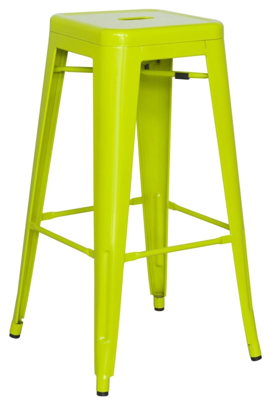 Modern Lime Green Metal Bar Stool Design