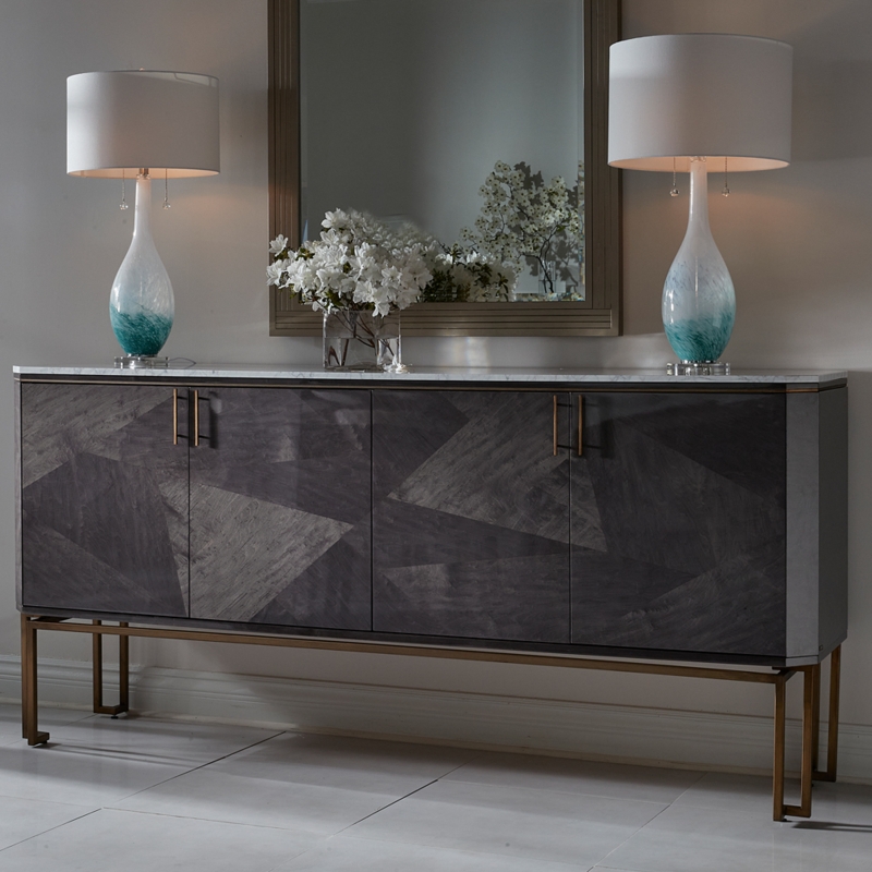 Modern Luxury Marble Top Veneer Sideboard