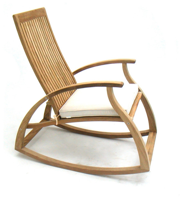 Modern Luxury Teak Wood Rocking Chair with Cushion