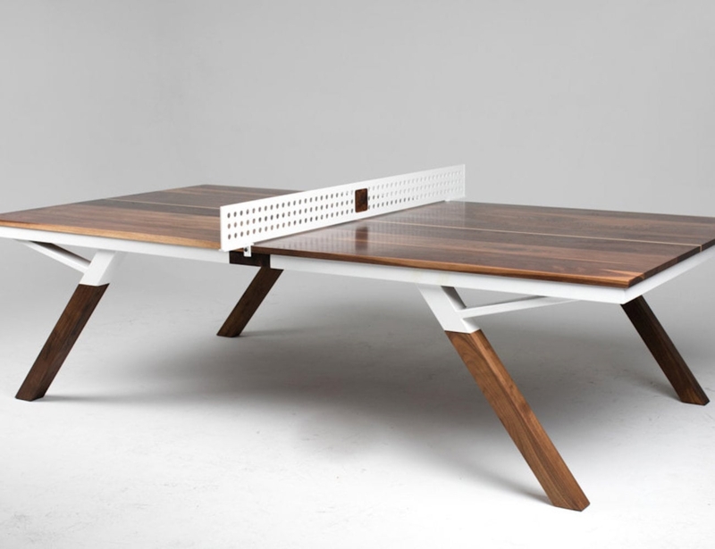 Modern Luxury Wood Ping Pong Table with White Accents