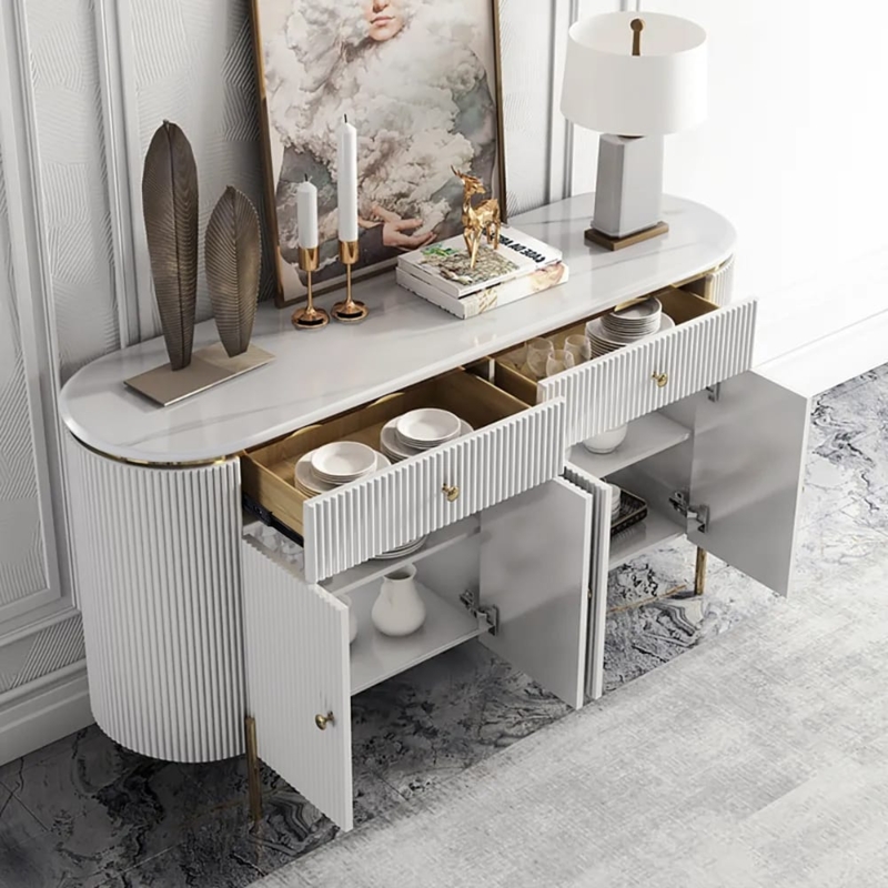 Modern Marble Top Buffet Sideboard with Storage