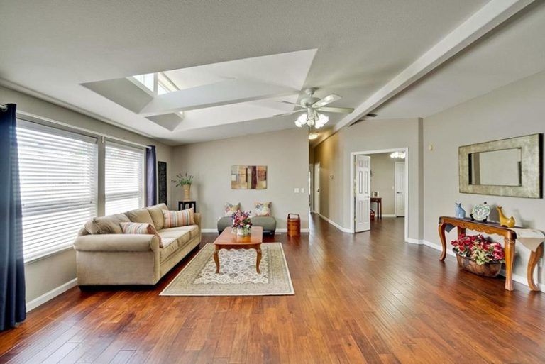 Modern Mobile Home Living Room with Ceiling Panels