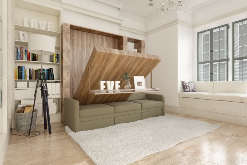 Modern Murphy Bed with Sofa and Storage