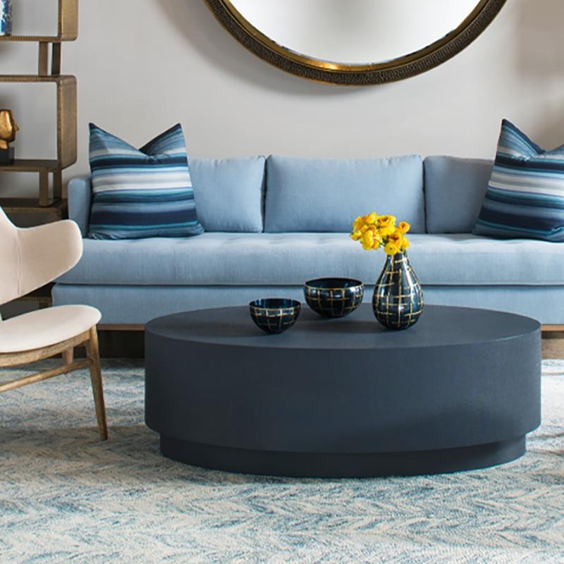 Modern Navy Blue Round Coffee Table Design