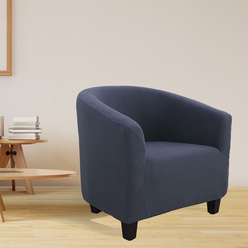 Modern Navy Blue Stretch Barrel Chair Cover