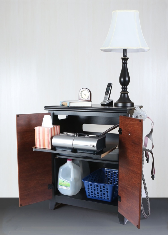 Modern Nightstand with Hidden CPAP Machine Storage