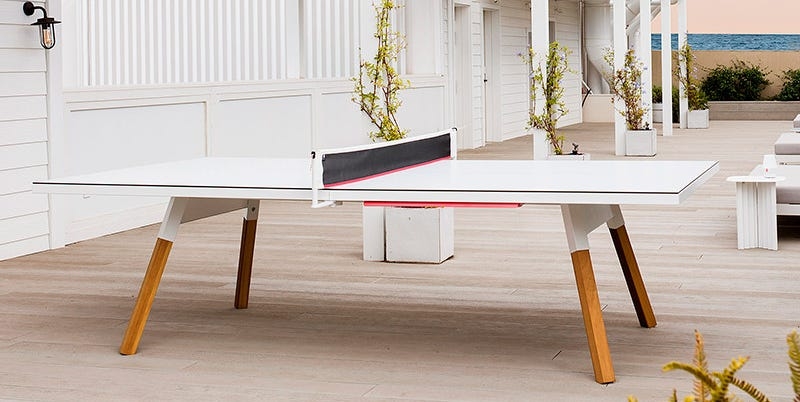 Modern Ping Pong Table with Wooden Legs in Open Space