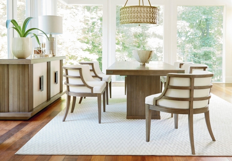 Modern Rectangular Dining Set with Barrel Chairs