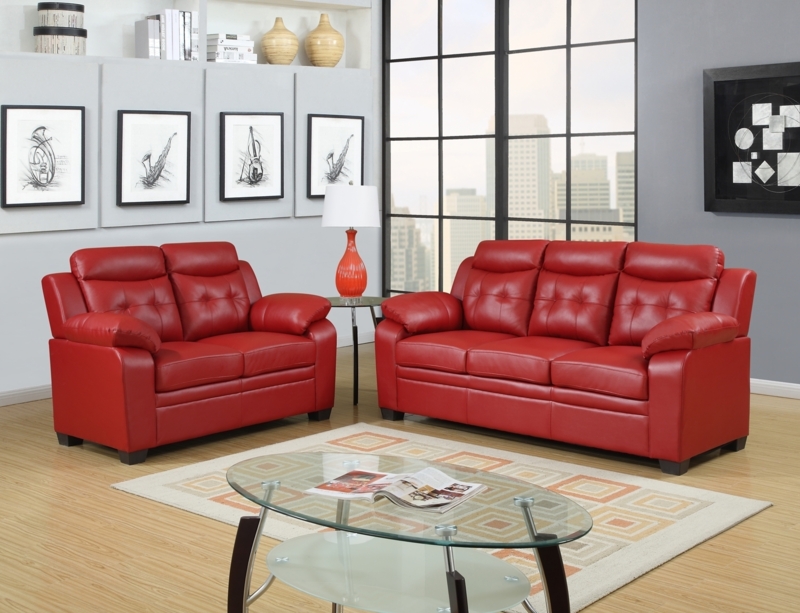Modern Red Leather Loveseats and Sofas
