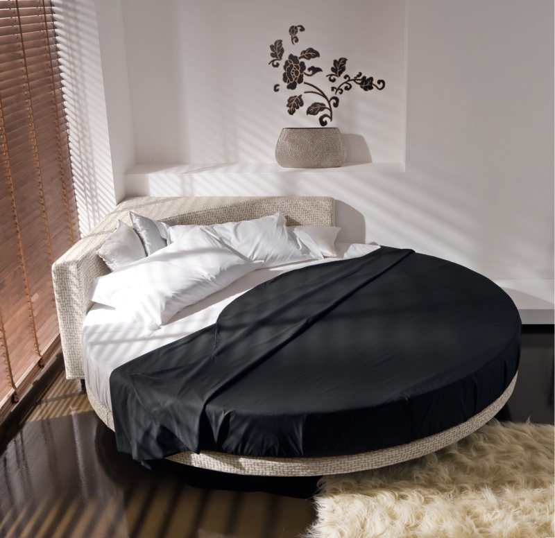 Modern Round Bed with Black and White Bedding