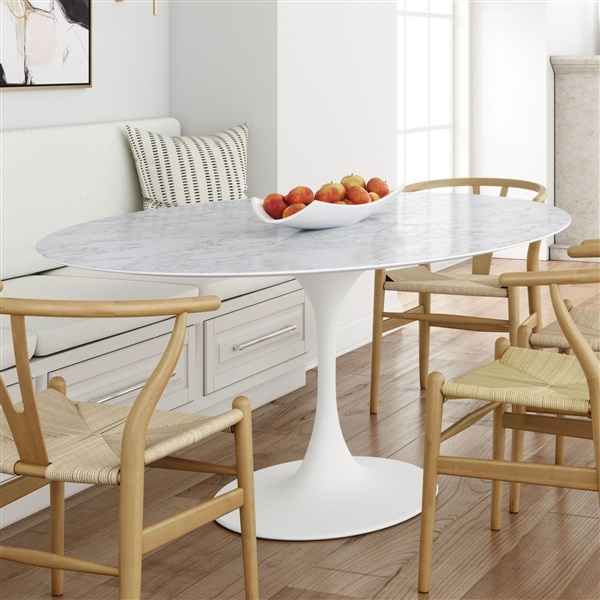 Modern Saarinen Tulip Oval Marble Dining Table